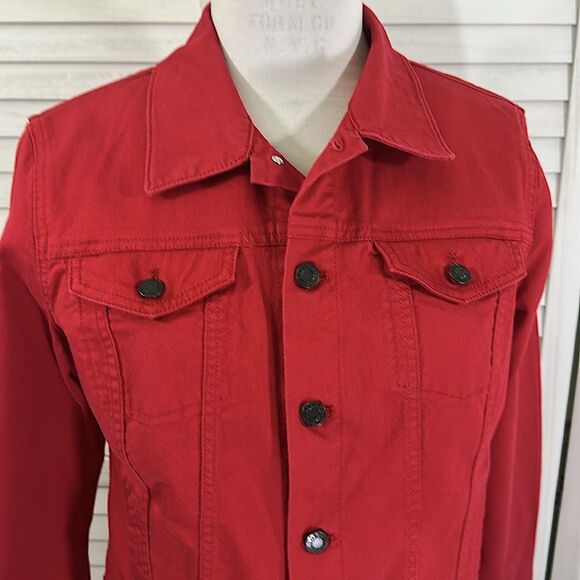 Talbots Classic Red Denim Jacket Size LP NWOT - Picture 4 of 14
